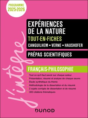 cover image of Expériences de la nature--Tout-en-fiches--Prépas scientifiques Français-philosophie--2025-2026